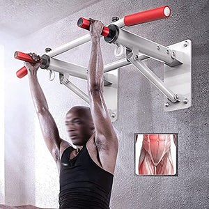 Foldable Pull Up Bars for Wall Mounted, Strength Training Equipment with Non-Slip Black Handles, Heavy Duty Pull Up Bars for Indoor Home Gym Workout,Supports to 440 Lbs