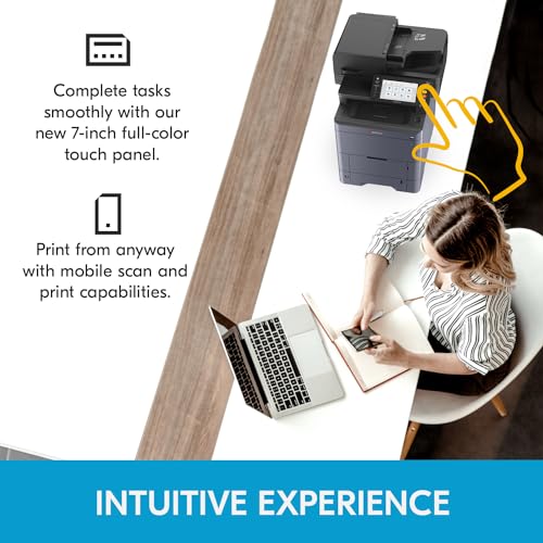 KYOCERA TASKalfa MA4500ci Color Laser Printer, 47 ppm, 1200 dpi, All-in-One (Print/Copy/Scan/Fax), Gigabit Ethernet, HyPAS, 7" Touchscreen, Dual Scan Processor