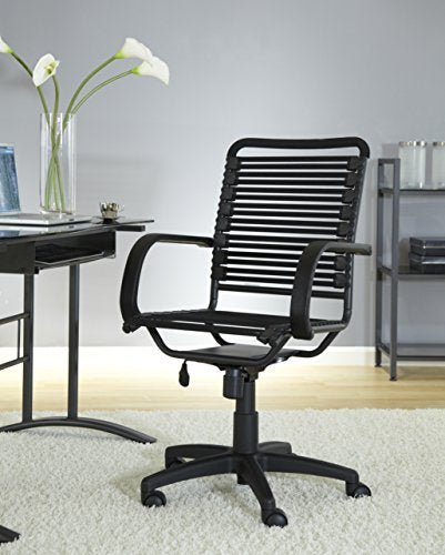 Euro Style Flat Bungie High Back Adjustable Office Chair with Arms, Black Bungies with Graphite Black Frame