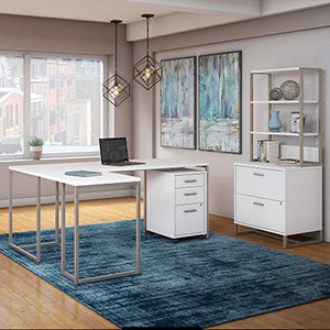 Office by kathy ireland Method 72W L Shaped Desk with 30W Return, File Cabinets and Hutch in White