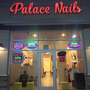 LED Nails Spa Facial Waxing Sign for Business, Super Bright LED Open Sign for Nail Salon Electric Advertising Display Sign for Beauty Salon Spa Business Shop Store Decor. (Nails Spa Waxing)