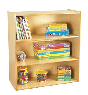 Childcraft 1335361 Storage Unit, Birch Veneer Panel, 4-Coat UV Acrylic, 3-Shelves, 36" x 14-3/4" x 35-3/4", Natural Wood Tone