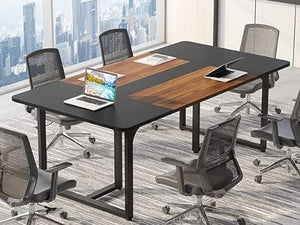 LITTLE TREE 6FT Rectangle Conference Table for 8 People, Industrial Business Large Office Boardroom Desk