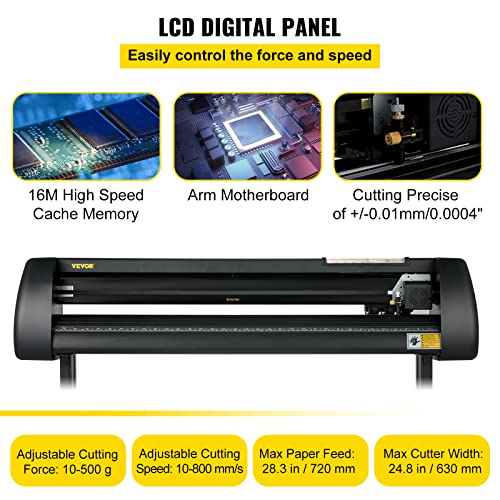VEVOR Vinyl Cutter Machine, 28 Inch Paper Feed Cutting Plotter Bundle with Signmaster Software & 3 Blades