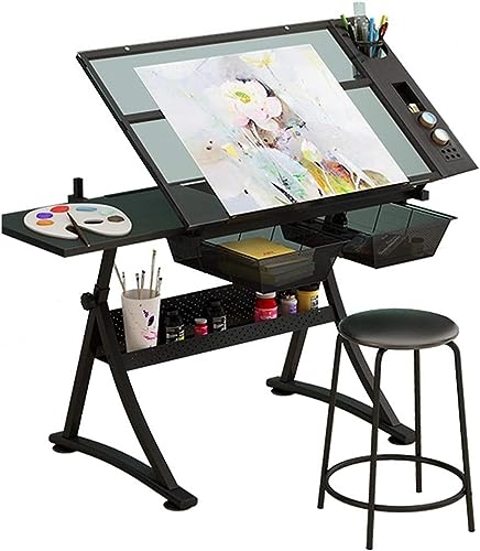 OGRAFF Height Adjustable Drafting Table with Storage - Large Art Desk for Home Office