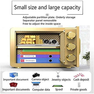 Jiaong Safety Boxes for Home, Digital Security Safe Box for Home Office Double Safety Key Lock and Password, Fireproof Waterproof Lock Cabinets Cash Strongbox Solid Steel Safety Lock