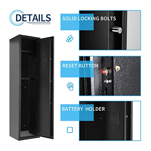 4 Gun Safe Rifle Safe Cabinet, Long Gun Safe for Rifle Shotgun for Home, Quick Access Gun Storage Cabinet with Handgun Safe Box Slient Mode(Keyboard PIN Code)