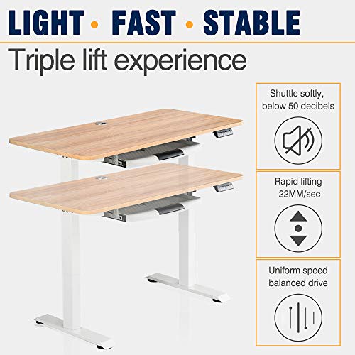 MONOMI Electric Height Adjustable Standing Desk, 48 x 24 inches Stand up Desk Workstation, Sit Stand Home Office Table with 4 Programmable Preset Controller (Oak Top/White Legs)