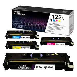 Compatible 122A Q3960A Q3961A Q3962A Q3963A Remanufactured Toner Cartridge Replacement for HP 2820 2830 2840 2550n 2550L 2550Ln Printer (4 Pack, 1BK+1C+1M+1Y)-Sold by Fossettee.