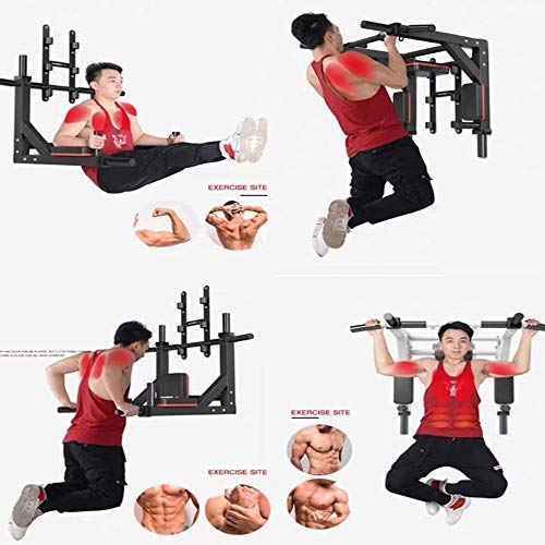 Lcyy-Bike Pull Up Bar,Multi Function Wall Mount Chin Up Bar, Height Adjustable Pull-Up Bar, Multi Grip Strength Training Equipment for Home Gym, 880 LB Weight Capacity,Black
