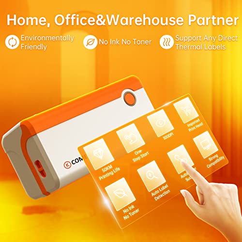 K Comer HD Thermal Shipping Label Printer 300DPI, Direct Thermal 4x6 High-Speed Label Printer, Compatible with Windows and Mac,Supports Multiple Platform Applications