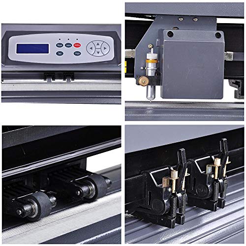 Cutting Plotter Vinyl Cutter Machine 28" Adjustable Width with LCD Display USB Connection Auto Memory Digital Force Speed Rotating Blade Holder Stepper Motor US Delivery