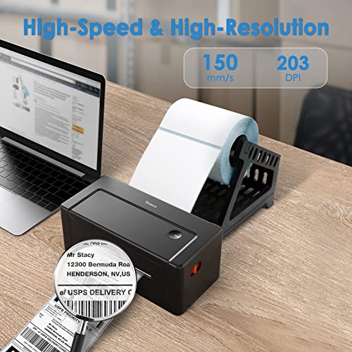 Shipping Label Printer - Gbasics Thermal Label Printer with Label Holder 150mm/s High-Speed Inkless Printing, USB 4x6 Label Printer for Amazon Shopify USPS, Support Windows/Mac OS/Linux(NO ChromeOS)