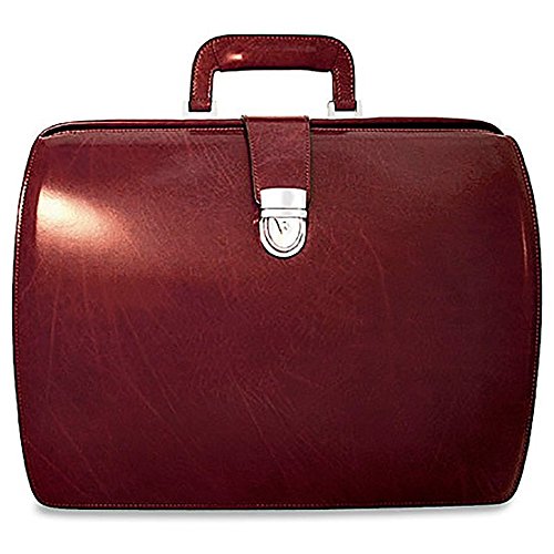 Jack Georges Mens [Personalized Initials Embossing] Elements Classic Leather Briefcase in Burgundy