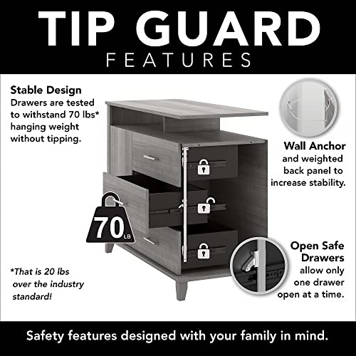 Bush Furniture Somerset Office Storage Credenza in Platinum Gray