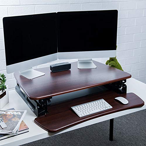 FlexiSpot M2RW Standing Desk - 35 Inch Wide Platform Height Adjustable Stand up Desk Computer Riser with Removable Keyboard Tray (Medium Size River Walnut)