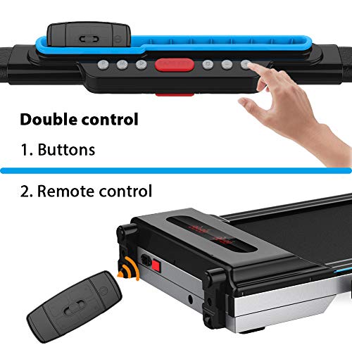 CIIHI C Portable Treadmill for Small Spaces Foldable Under Desk Compact for Home Office Apartment Electric Walking Machine with Safety Key Remote Control and 2 Wheels