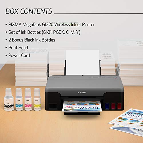Canon PIXMA G1220 Single Function MegaTank Inkjet Printer, Print Only, Black, (4469C002)