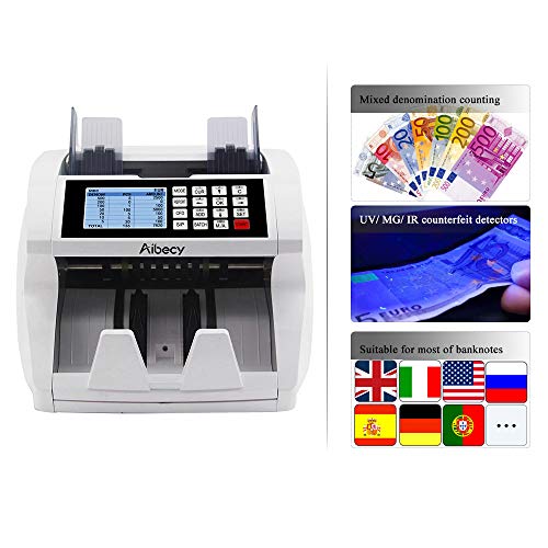 Aibecy Bill Counter Multi-Currency Mixed Denomination Count Automatic Counting Machine LCD Display with UV MG IR Counterfeit Detector Value Image Shows Usage and Common Problems