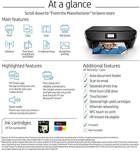 HP ENVY Photo 6255 Wireless All-in-One Printer, Works with Alexa (K7G18A)