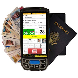 IDVisor Smart Plus ID Scanner - Drivers License and Passport Age Verification & Customer Management - Extra Large 5" LCD Screen, Charger Cradle, Hand Strap, Spare Battery & More