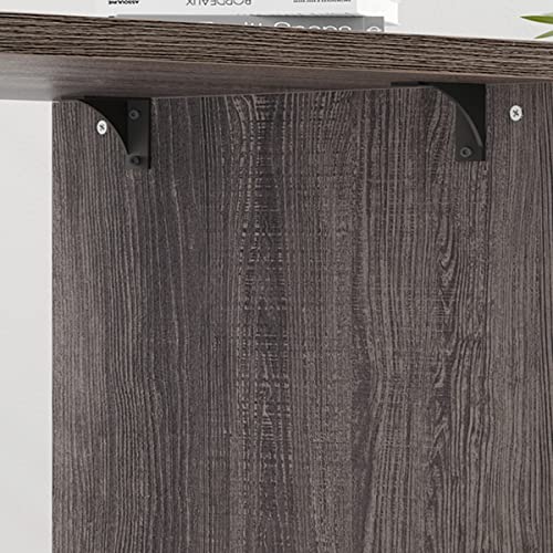HSH L Shaped Computer Desk with Drawers, 360 Rotating, Industrial Home Office Desk - Dark Wood, 55 Inch