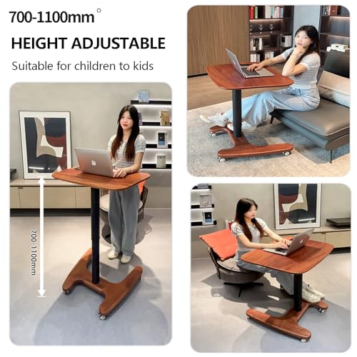 HGTRH Mobile Laptop Standing Desk Cart on Wheels, Adjustable Height Rolling Computer Stand with Lockable Wheels