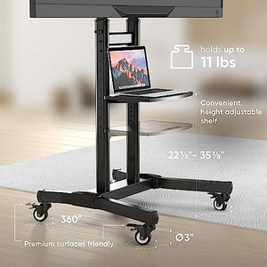 ONKRON Mobile TV Stand for 50"-90" Screens, Portable TV Cart up to 220 lbs - Max VESA 800x600 - TS1891-B Black