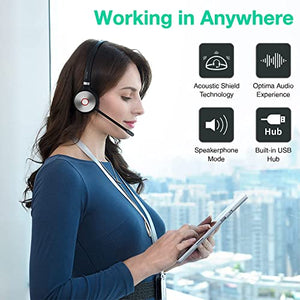 Yealink WH62 Wireless Headset with EHS60 Adapter - DECT Headset with Microphone - Teams Zoom Certified - Noise Canceling Mic - Compatible for Cisco Avaya Poly Grandstream Desk Phone IP VoIP SIP Phones
