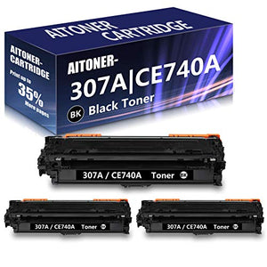 3 Pack Black 307A | CE740A Remanufactured Toner Cartridge Replacement for HP Color CP5220 CP5225 CP5225n CP5225dn Printer Ink Cartridge