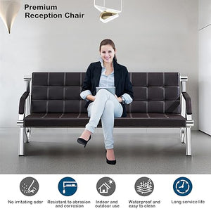Yudannce Guest Reception Chair - Fixed PU Leather Armrest Lobby Chair