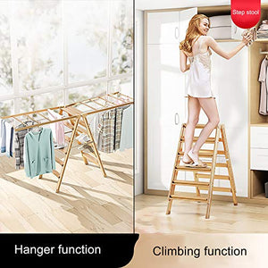 QDY Foldable 6 Step Ladder Stool with Brackets - Indoor Household Hanger