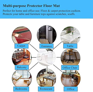 XOUVY Transparent Plastic Carpet Protector Chair Mat for Hardwood Floor - Waterproof, Cuttable, Size: 120x800cm