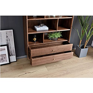 SUNESA Wooden Floor Standing Bookshelf - Walnut Color