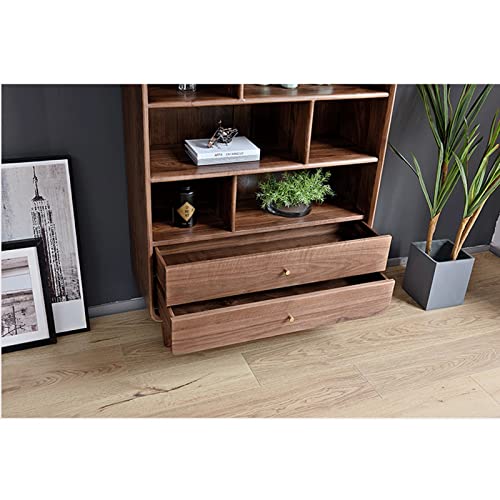 TOMYEUS Floor-to-Ceiling Book Shelf Low Bookcase Storage Display - Walnut