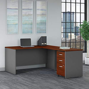 Bush Business Furniture Series C L Shaped Desk with Mobile File Cabinet - Hansen Cherry