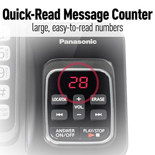Panasonic Cordless Phone System with Call Block - 5 Handsets - KX-TGD535M (Metallic Black)