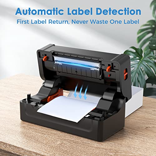 Shipping Label Printer - Gbasics Thermal Label Printer with Label Holder 150mm/s High-Speed Inkless Printing, USB 4x6 Label Printer for Amazon Shopify USPS, Support Windows/Mac OS/Linux(NO ChromeOS)