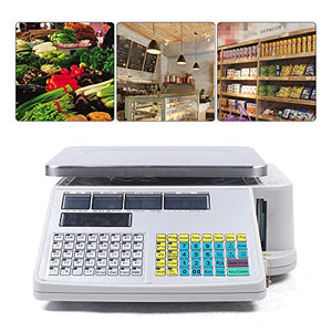 Futchoy Commercial Electronic Price Computing Scale w/Label Printer, 66lb Capacity - Digital Scale for Fruit Meat Vegetables - Supermarket Grocery Scale