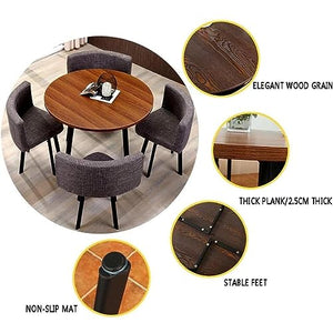 HM&DX 5-Piece Wooden Round Conference Room Table and Chair Set