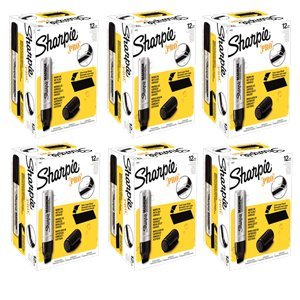 Sharpie 44001 Oversized Chisel Tip Extra Wide Magnum Permanent Marker (6 Boxes), Black, Sturdy Extra-wide Felt Chisel Tip, Quick-drying Ink is Fade-and Water-Resistant, 12 Marker Per Box