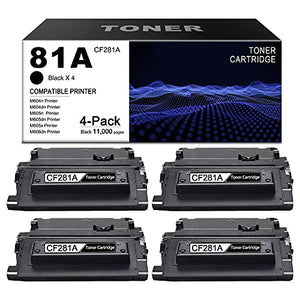 Compatible 81A Toner Cartridge Replacement for HP CF281A to use with Enterprise M630 MFP Series M606x M630h M604n M605n M605dn M606dn Printer Ink Cartridge (4 Pack, Black).