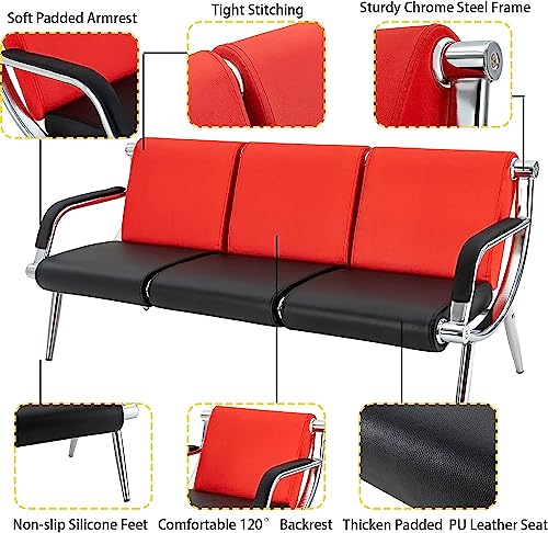 HaroldDol Office Reception Sofa Set - PU Leather Visitor Chairs, 3-Seat Sofa & Two 1-Seat Chairs