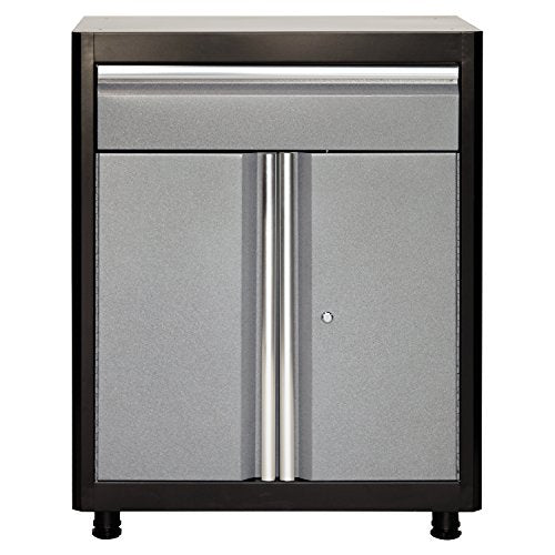American Heritage AADF301836-MG09 Steel Base Cabinet with Drawer, 30" Width x 18" Depth x 36" Height, Black/Multi-Granite