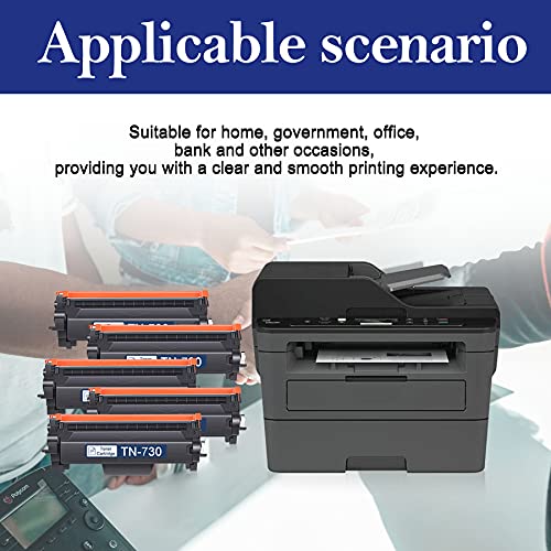 [5 Pack,Black] TN730 Compatible Toner Cartridge Replacement for Brother DCP-L2550DW MFC-L2710DW L2750DW L2750DWXL HL-L2350DW L2370DW/DWXL L2390DW L2395DW Printer