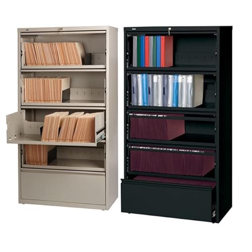 CommClad Hirsh 36-in Wide HL10000 5 Drawer Lateral File Cabinet with Roll-Out Shelves - Beige