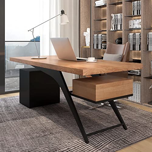 cxkjp Solid Wood Computer Desk with Drawers, Home Office Industrial Furniture - 220x90x75cm