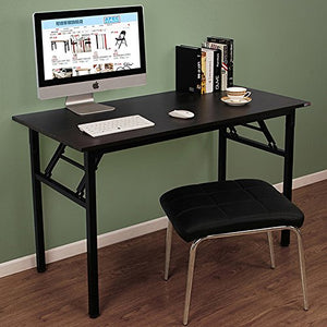 Need Computer Desk Office Desk 47 inches Folding Table with BIFMA Certification Computer Table Workstation No Install Needed, Black Brown