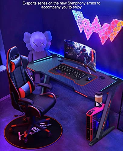 AAGAZA Black Gaming Table with Lamp Z Leg Adjustable Office Computer Desk