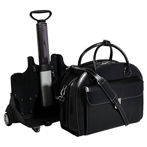 McKleinUSA W Series, Glen Ellyn, Top Grain Cowhide Leather, 15" Leather Patented Detachable -Wheeled Ladies' Laptop Briefcase, Black (94365), One Size